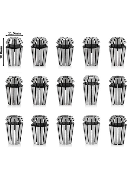 15 Adet ER11 Hassas Yaylı Yüksük Seti Cnc Gravür Freze Torna Aynası Aracı 1.0mm-7.0mm ve 1/4 Inç 1/8 Inç (Yurt Dışından)