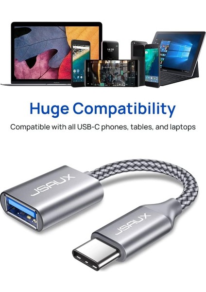Usb'den USB C'ye Adaptör CD0019 USB C'den USB 3.0'a Adaptör, Type-C Otg MacBook Pro/air, iPhone 15 Pro Max, Samsung Galaxy S24/S23/S22/S21 ve Diğer USB C Cihazlarıyla Uyumlu
