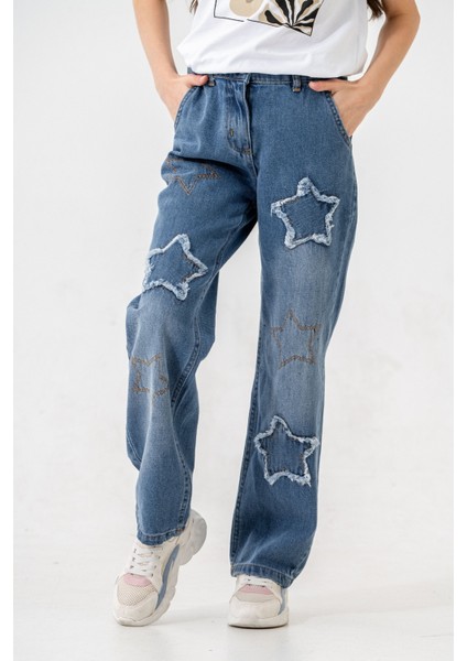 Kız Çocuk Yıldızlı Kot Pantolon 2204 fiyatları