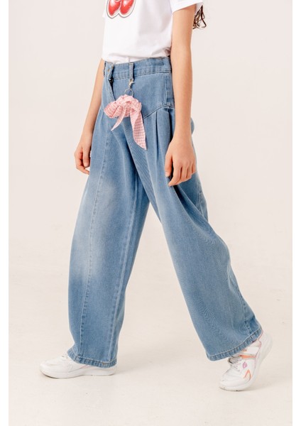Kız Çocuk Yan Pileli Kot Pantolon 2194 fiyatları