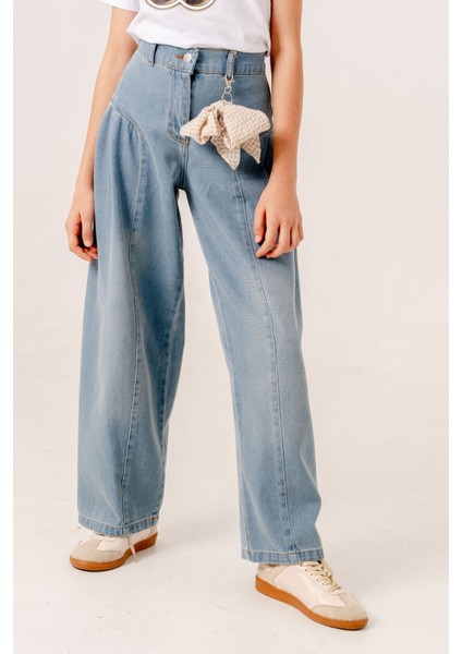 Kız Çocuk Yan Pileli Kot Pantolon 2194 fiyatları