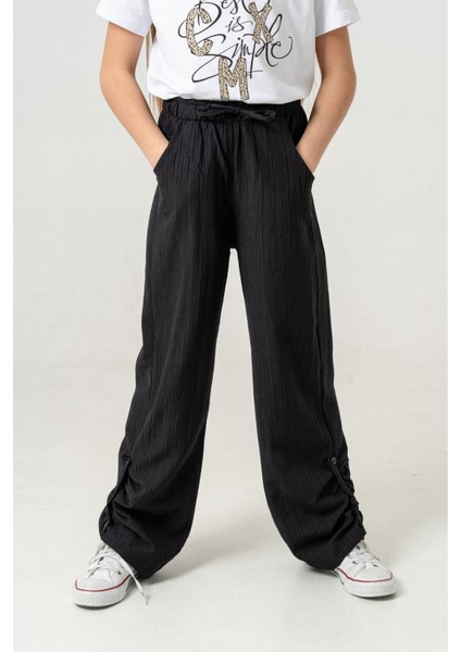 Kız Çocuk Yan Paça Büzgülü Pantolon 2559