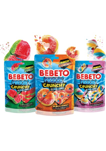 Freeze Crunchy Şeftali Karpuz ve Marshmallow 35 gr 3 Adet