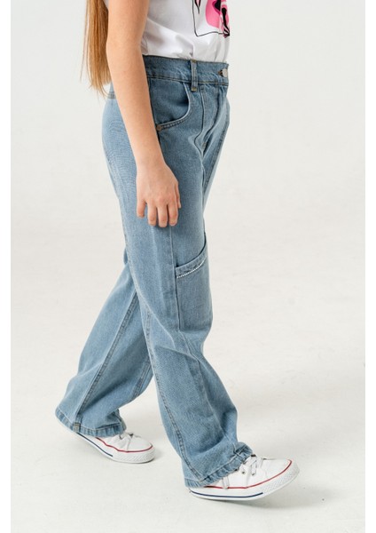 Kız Çocuk Yan Ara Cepli Kot Pantolon 2177 fiyatları