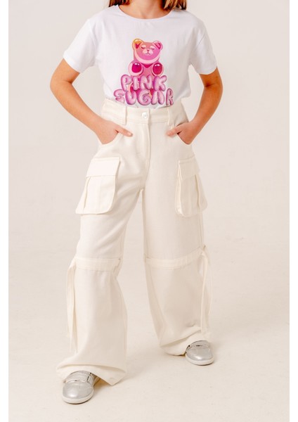 Kız Çocuk Tünelli Keten Pantolon 2570