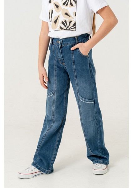 Kız Çocuk Yan Ara Cepli Kot Pantolon 2177 fiyatları