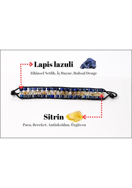 Enerji Dengeleyici Lapis Lazuli & Sitrin Bileklik – Doğal Taş, Şans ve Bereket, Kadın & Erkek Ayarlanabilir Bileklik indirimleri