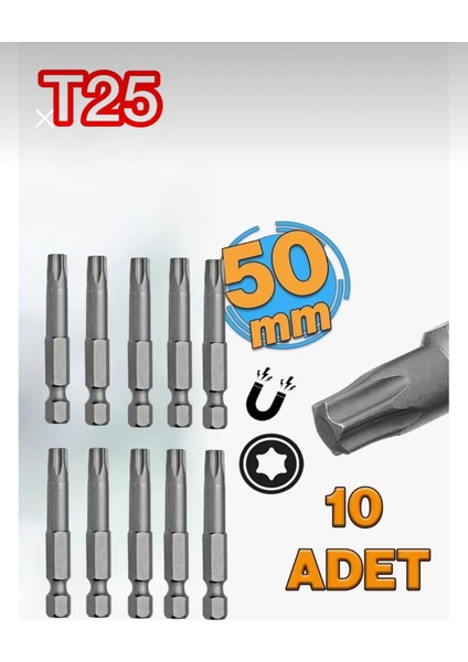 Yuvarlak Tork Bits Uç T 25X50 mm (10 Adet)
