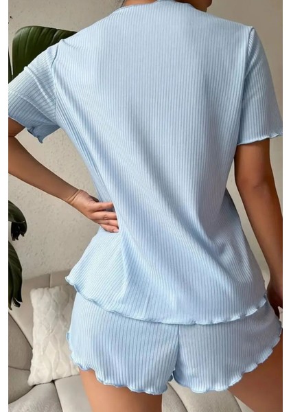 V Yaka Pamuklu Fiyonk Detaylı Pijama Takımı modelleri