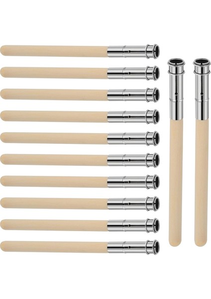 Sanatçılar 12 Adet Ahşap Kalem Kalem Uzatıcıları Ayarlanabilir Metal Saplı Uzatıcı Kalem Çekmecesi Kömür Tutucu (Yurt Dışından)