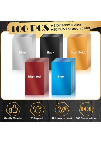 100 Adet Metal Gravür Boşlukları Renkli Alüminyum Levha Lazer Gravür Kartvizit Kendin Yap Hediye Kartları 86X54X0.2MM (5 Renk) (Yurt Dışından) modelleri