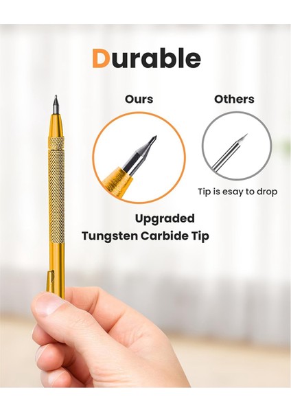 Tungsten Karbür Çizici, Yivli Alüminyum Sap, Bonus Işaretleme Uçları ve Çelik Cetvel, Detaylı El Sanatları Mükemmel (Yurt Dışından) indirimleri