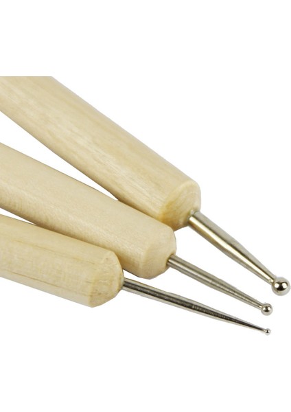 Kabartma Desen Kil Şekillendirme 3 Adet Paslanmaz Çelik Bilyalı Stylus Ahşap Saplı Alet Setleri (Yurt Dışından) fırsatları