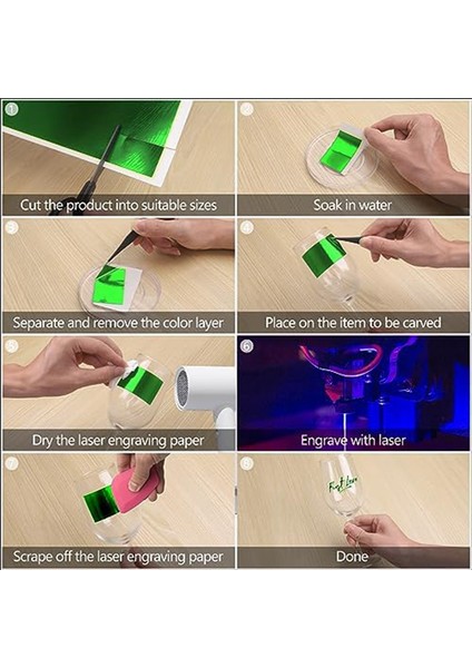 Lazer Gravür Işaretleme Renkli Kağıt, 2 Adet Yeşil Işaretleme Kağıdı, Fiber Lazer Işaretleme 15.3X10.4 Inç Lazer Gravür Kağıdı (Yurt Dışından) fırsatları