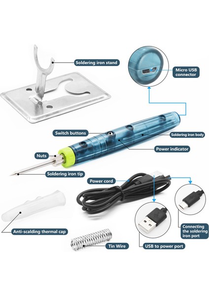 USB Elektrikli Lehimleme Demiri 5V Düşük Voltajlı Elektrikli Lehimleme Demiri Takım Lehimleme Aleti (Yurt Dışından)