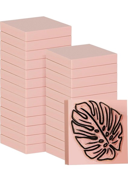 24 Adet 2 x 2 Inç Kauçuk Oyma Blokları Linolyum Blokları Baskı, Damga Yapımı, Kendin Yap El Sanatları, Pembe (Yurt Dışından)