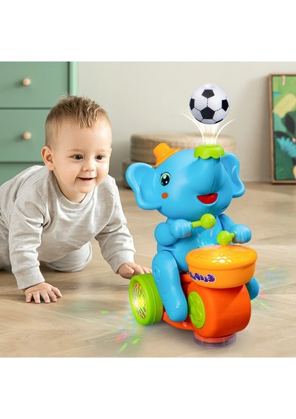 Evrensel Işık Işık Müzik Davul, Askıya Alma, Üfleme Topu Bebek Fil Oyuncak (Yurt Dışından)