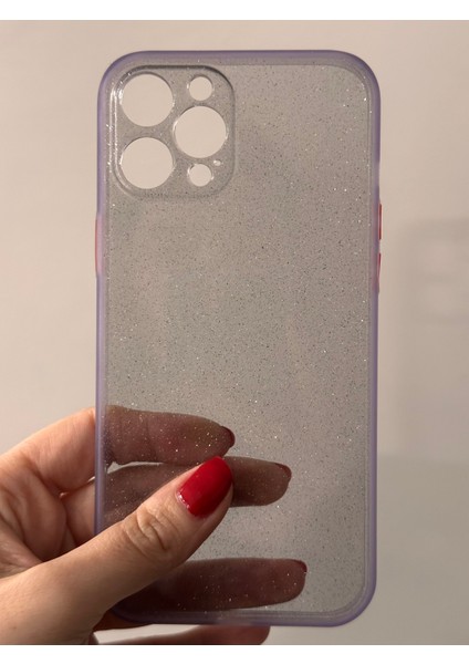 iPhone 12 Pro Max Mor Şeffaf Simli Kılıf