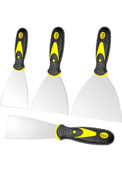 4 Adet Macun Bıçağı Seti Paslanmaz Çelik Boya Kazıyıcı Bantlama Bıçağı Aleti Alçıpan Onarımı Duvar Kağıdı Çıkarma (Yurt Dışından)