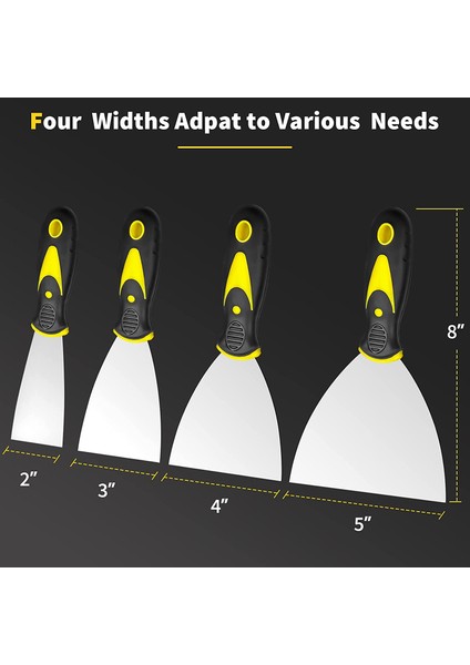 4 Adet Macun Bıçağı Seti Paslanmaz Çelik Boya Kazıyıcı Bantlama Bıçağı Aleti Alçıpan Onarımı Duvar Kağıdı Çıkarma (Yurt Dışından) modelleri