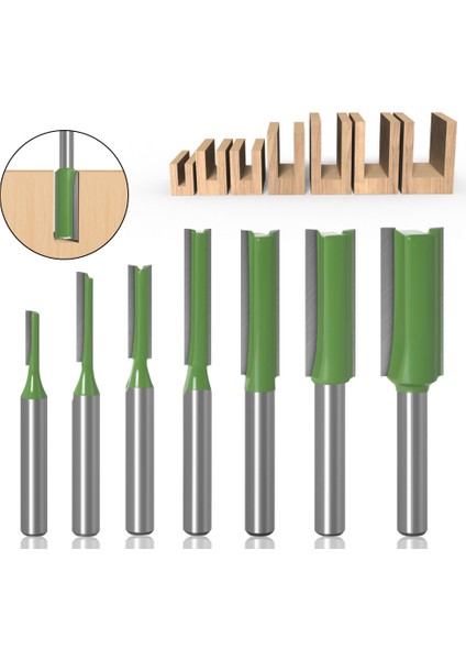 Adet 1/4 Inç Shank Tek Çift Flüt Düz Bit Freze Kesici Ahşap Yönlendirici Bit Doğrama Aracı (Yurt Dışından)
