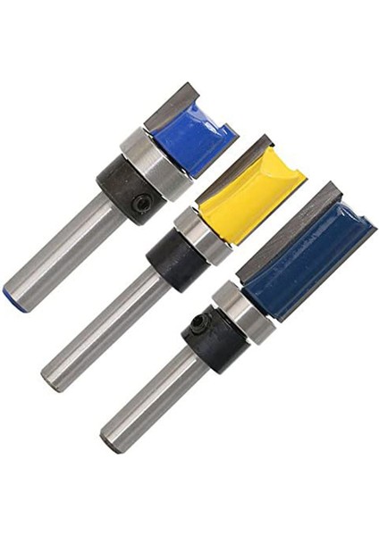 3 Adet 1/4 Inç Shank Gömme Trim Freze Uçları Desen Şablon Yönlendirici Bit Seti Ağaç Işleme Üst Rulman Freze Araçları (Yurt Dışından)