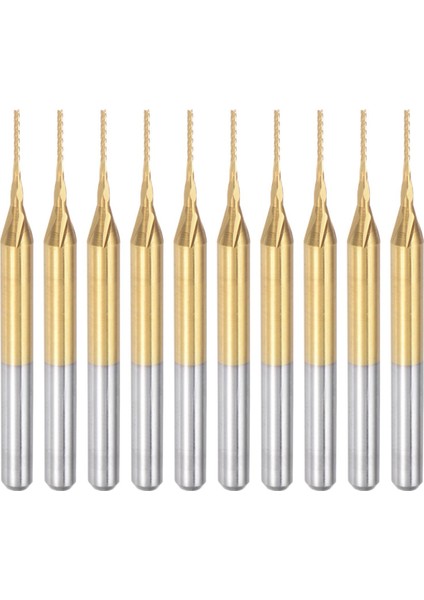 10 Adet Titanyum Kaplama Karbür Uçlu Freze Gravür Freze Kesici Cnc Yönlendirici Uçları Pcb Makinesi , 1/8 Inç Şaft 0.6mm (Yurt Dışından)