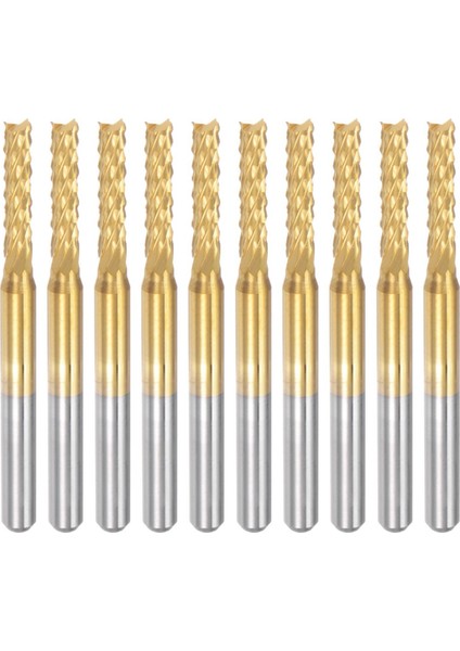 10 Adet Titanyum Kaplama Karbür Uçlu Freze Gravür Freze Kesici Cnc Yönlendirici Uçları Pcb Makinesi , 1/8 Inç Şaft 2.5mm (Yurt Dışından)
