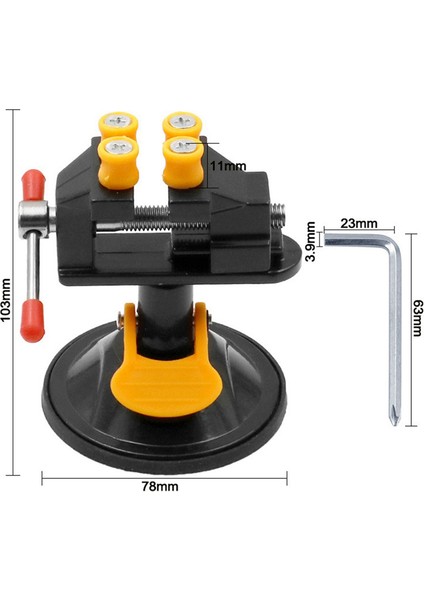 Kupa Tipi Mini Mengene Mengene 360 Derece Dönebilen Küçük Mengene Mengene Mini Ceviz Pense Siyah (Yurt Dışından)