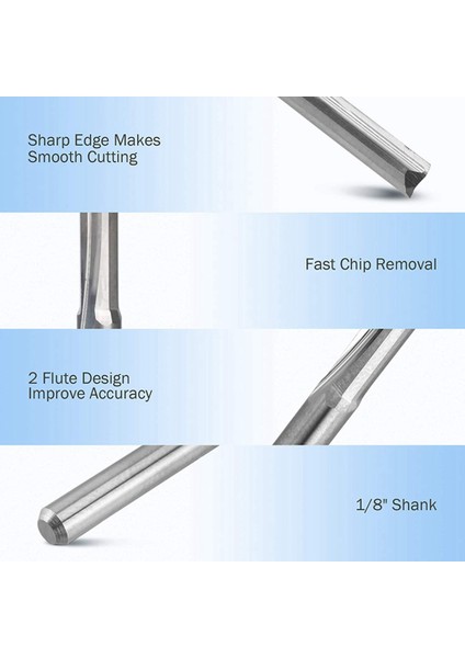 10 Adet 2 Flüt Cnc Freze Uçları 3.175MM Düz Yuvası Tungsten Çelik Freze Kesici Ahşap Plastik (Yurt Dışından) fiyatları