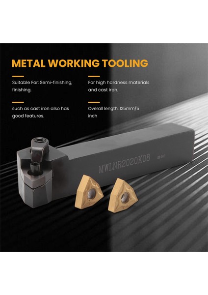 20MM Torna Torna Takım Tutucu Seti MWLNR2020K08 + 10 WNMG0804 Karbür Uçlar (Yurt Dışından)