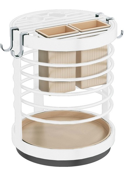 360 ° Dönebilen Bıçak Tutucu Standı Bıçaklar Mutfak Metal Standları Çatal Bıçak Takımı Eşyaları Yerleştirilmiş Blok Depolama Tankı Beyaz (Yurt Dışından)