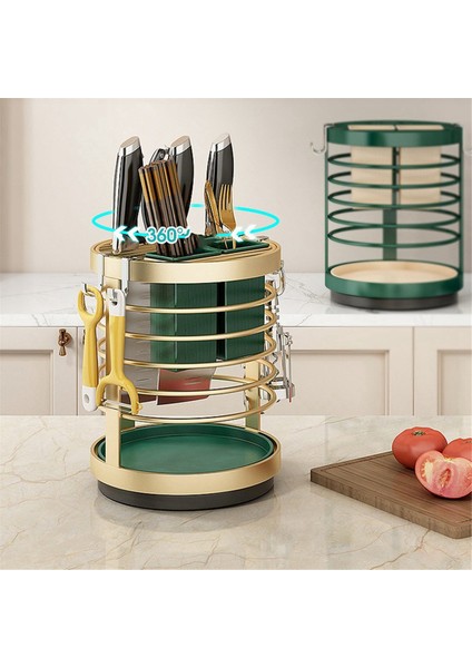 360 ° Dönebilen Bıçak Tutucu Standı Bıçaklar Mutfak Metal Standları Çatal Bıçak Takımı Eşyaları Yerleştirilmiş Blok Depolama Tankı Beyaz (Yurt Dışından) modelleri