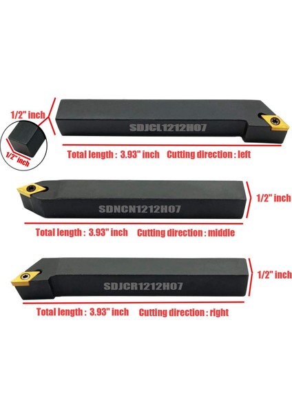 Adet 1/2 Inç Cnc Torna Karbür Torna Takımları Endekslenebilir Tutucu Seti SDNCN1212H07 + SDJCL1212H07 + SDJCR1212H07 + 3 Adet DCMT070204 Ekle (Yurt Dışından)