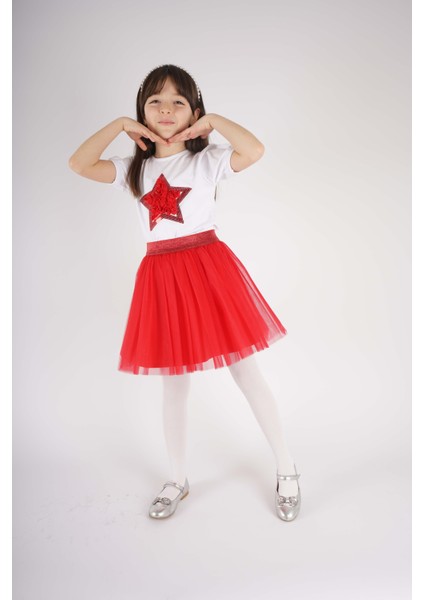 23 Nisan 29 Ekim Konsept Yıldız Pullu Tül Detaylı Tütü Etekli Takım fırsatları