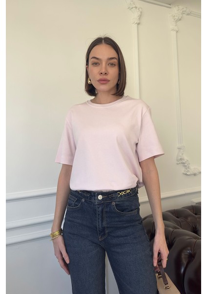 Kısa Kol Orijinal Basic Tshırt- Pembe