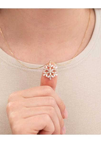 14 Ayar Altın Kar Tanesi Kolye modelleri