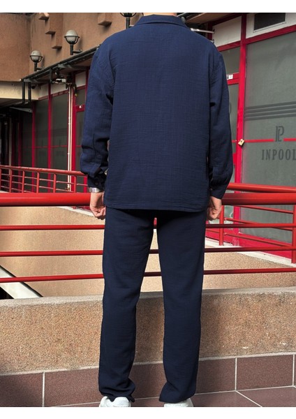 Müslin Dokuma, Yazlık&baharlık, 100% Pamuk, Oversize Gömlek-Pantolon Takım G11-295