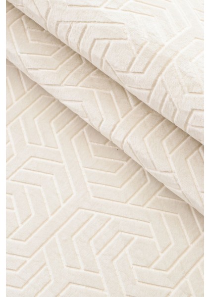 Dinarsu Armoni Krem Kaymaz Tabanlı Kesme Kabartmalı Salon Koridor Mutfak Halı