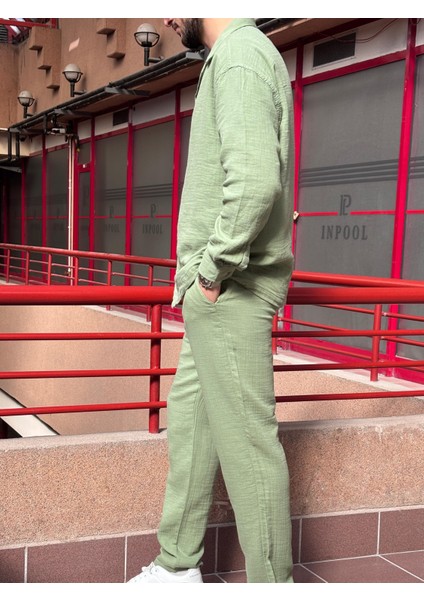 Müslin Dokuma, Yazlık&baharlık, 100% Pamuk, Oversize Gömlek-Pantolon Takım G11-295