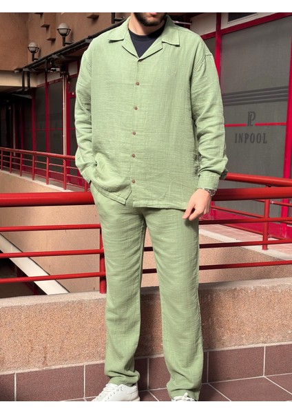 Müslin Dokuma, Yazlık&baharlık, 100% Pamuk, Oversize Gömlek-Pantolon Takım G11-295
