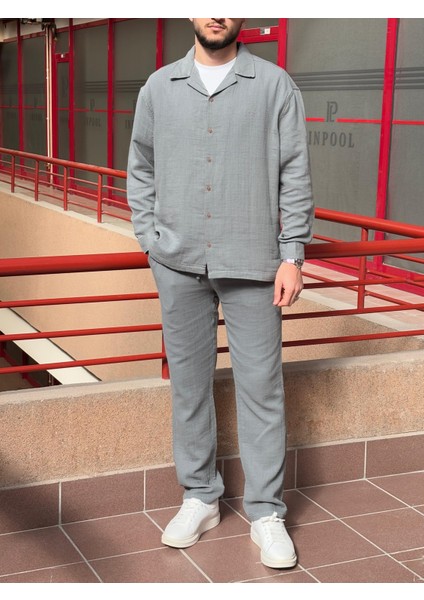 Müslin Dokuma, Yazlık&baharlık, 100% Pamuk, Oversize Gömlek-Pantolon Takım G11-295