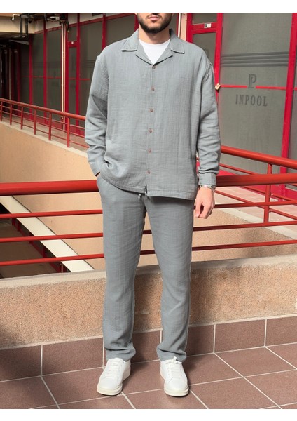 Müslin Dokuma, Yazlık&baharlık, 100% Pamuk, Oversize Gömlek-Pantolon Takım G11-295