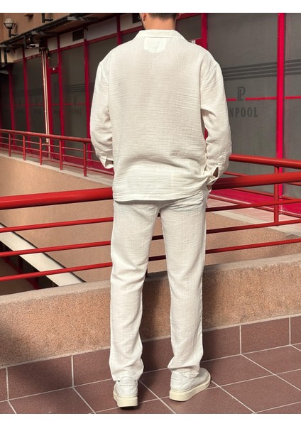 Müslin Dokuma, Yazlık&baharlık, 100% Pamuk, Oversize Gömlek-Pantolon Takım G11-295