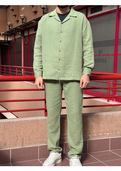 Müslin Dokuma, Yazlık&baharlık, 100% Pamuk, Oversize Gömlek-Pantolon Takım G11-295