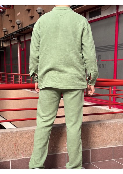 Müslin Dokuma, Yazlık&baharlık, 100% Pamuk, Oversize Gömlek-Pantolon Takım G11-295