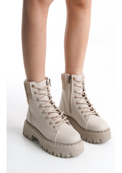 Kadın Kalın Tabanlı Bağcıklı Platform Bot Fermuarlı Yanı Düğme Detaylı Kışlık Bot modelleri