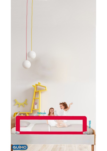 150 cm Yatak Bariyeri Katlanır Baza Korkuluğu Kırmızı Foldable Bed Rail For Baby