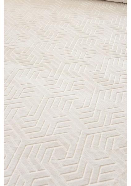 Dinarsu Armoni Krem Kaymaz Tabanlı Kesme Kabartmalı Salon Koridor Mutfak Halı modelleri