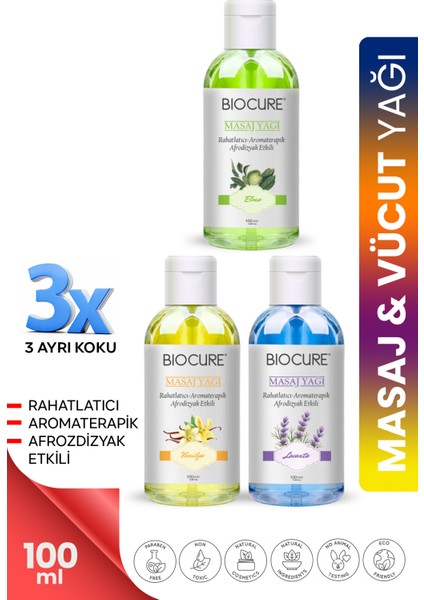 Rahatlatıcı - Aromaterapik Afrodizyak Etkili Masaj Yağı ve Vücut Bakım Yağı 3 Çeşit Bir Arada Mix